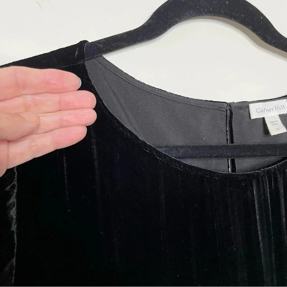 Garnet Hill Easy Velvet Dress in Black Silk Blend old money minimalist pockets - Picture 5 of 11